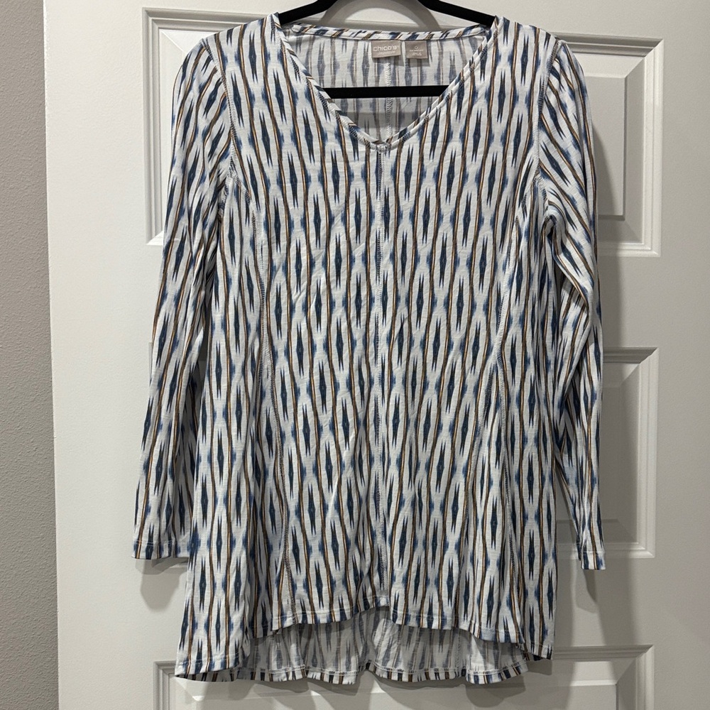 Stylish Blue and White Patterned Tunic
